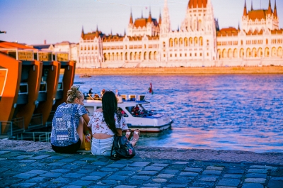 Golden light bathes the parliament building in the last rays of the day