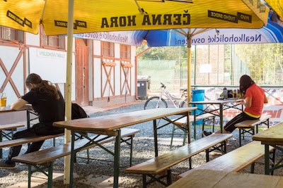 Grab some refreshment at the Tennis Cafe in Lužánky Park